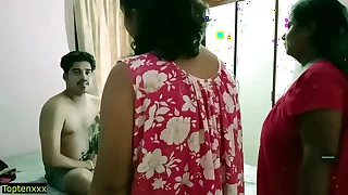 Desi bhabhi and her stepsister caught devar masturbate&excl; Indian copulation